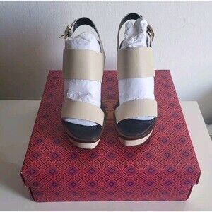 Tory Burch Lexington Women's Leather Strappy Platform Wedge Sandals Size 7.5M